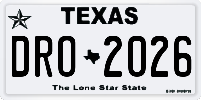 TX license plate DRO2026