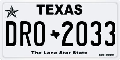 TX license plate DRO2033