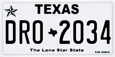 TX license plate DRO2034