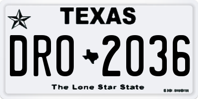 TX license plate DRO2036
