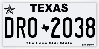 TX license plate DRO2038