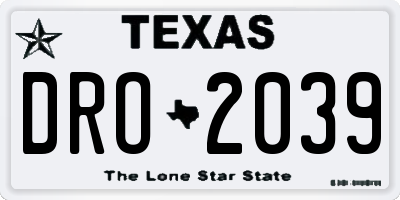 TX license plate DRO2039
