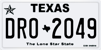 TX license plate DRO2049