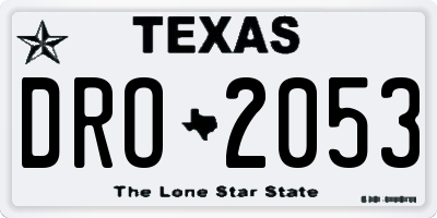 TX license plate DRO2053