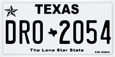 TX license plate DRO2054