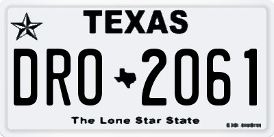 TX license plate DRO2061