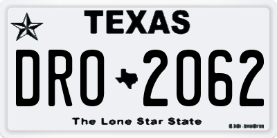 TX license plate DRO2062