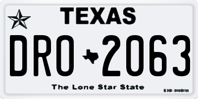 TX license plate DRO2063