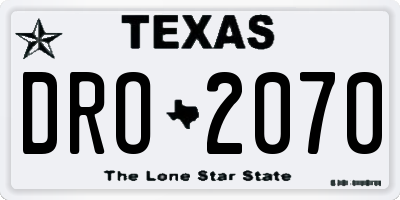 TX license plate DRO2070