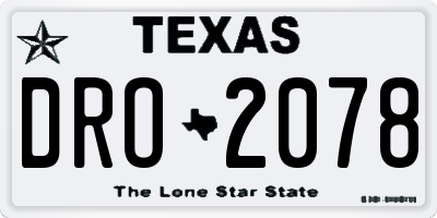 TX license plate DRO2078