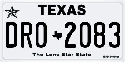TX license plate DRO2083