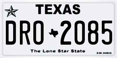 TX license plate DRO2085
