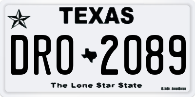 TX license plate DRO2089