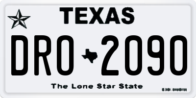 TX license plate DRO2090