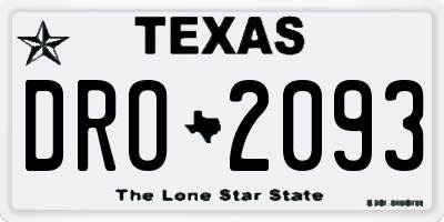 TX license plate DRO2093