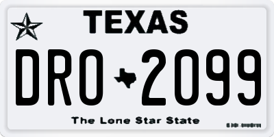 TX license plate DRO2099