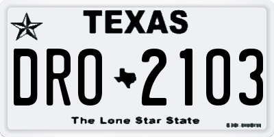 TX license plate DRO2103