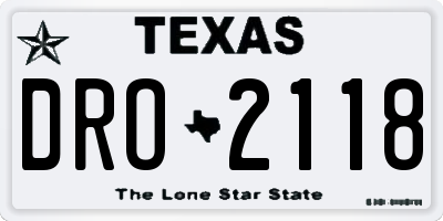 TX license plate DRO2118