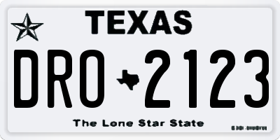 TX license plate DRO2123