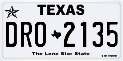 TX license plate DRO2135