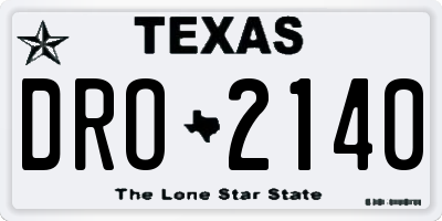 TX license plate DRO2140