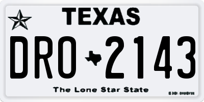 TX license plate DRO2143