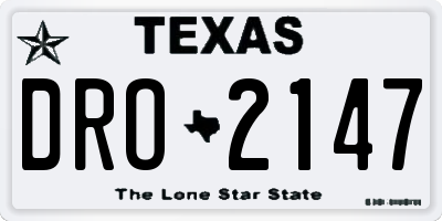 TX license plate DRO2147
