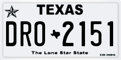 TX license plate DRO2151