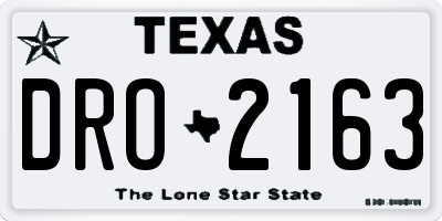 TX license plate DRO2163
