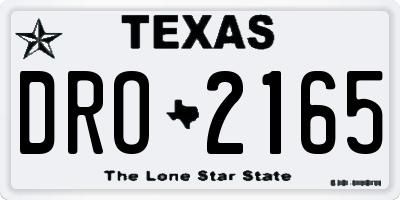 TX license plate DRO2165