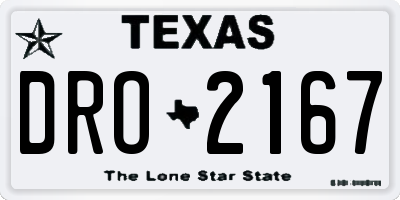 TX license plate DRO2167