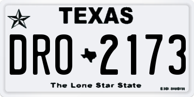TX license plate DRO2173