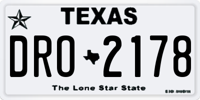 TX license plate DRO2178