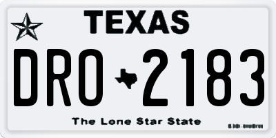 TX license plate DRO2183
