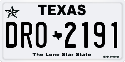 TX license plate DRO2191