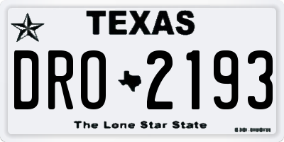 TX license plate DRO2193