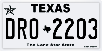 TX license plate DRO2203