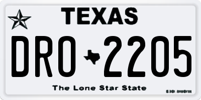 TX license plate DRO2205