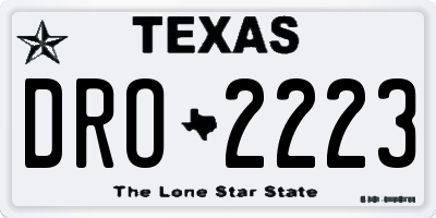 TX license plate DRO2223