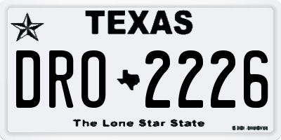 TX license plate DRO2226