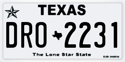 TX license plate DRO2231