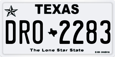 TX license plate DRO2283