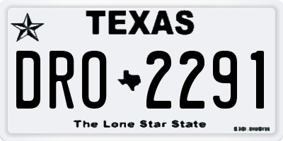 TX license plate DRO2291