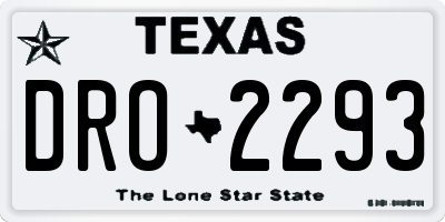 TX license plate DRO2293