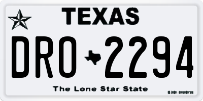 TX license plate DRO2294