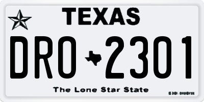 TX license plate DRO2301
