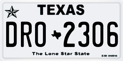 TX license plate DRO2306