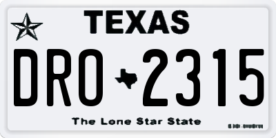 TX license plate DRO2315