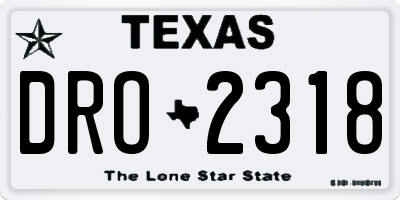 TX license plate DRO2318