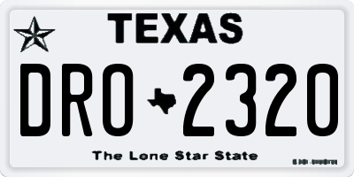 TX license plate DRO2320